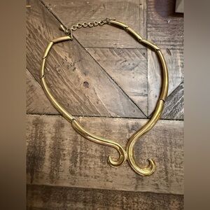 Monet Vintage Gold Tone Abstract Choker Necklace